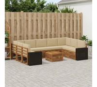 vidaXL Juegos de sofás 10 pcs Natural y Beige Madera de Acacia Sólida