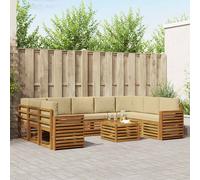 vidaXL Juegos de sofás 10 pcs Natural y Beige Madera de Acacia Sólida