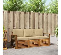 vidaXL Juegos de sofás 3 pcs Natural y Beige Madera de Acacia Sólida