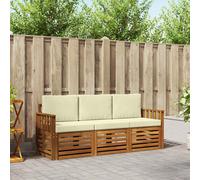 vidaXL Juegos de sofás 3 pcs Natural y Crema Madera de Acacia Sólida