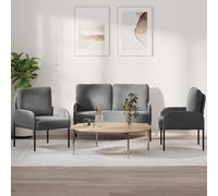 vidaXL Juegos de sofás 3 uds. Madera contrachapada Multicolor Gris oscuro