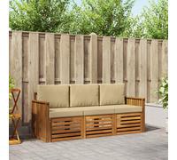 vidaXL Juegos de sofás 3 uds. Natural y Beige Madera de Acacia Sólida