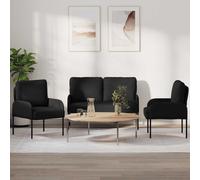 Juegos De Sofás Con Cojín 3 Pcs Negro 115 X 56 X 80 Cm Vidaxl