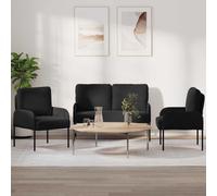 vidaXL Juegos de sofás 3 uds. Madera contrachapada Multicolor Negro