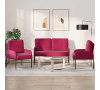 Juegos De Sofás Con Cojín 3 Pcs Rojo Vino 115 X 56 X 80 Cm Vidaxl