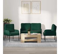 Juegos De Sofás Con Cojín 3 Pcs Verde Oscuro 115 X 56 X 80 Cm Vidaxl