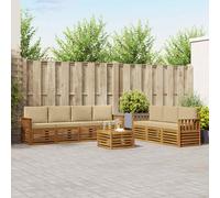 vidaXL Juegos de sofás 8 uds. Natural y Beige Madera de Acacia Sólida