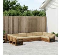 vidaXL Juegos de sofás con cojín 10 pcs Madera de Acacia Sólida