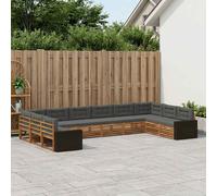 vidaXL Juegos de sofás con cojín 10 pcs Madera de Acacia Sólida