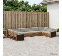 vidaXL Juegos de sofás con cojín 10 pcs Madera de Acacia Sólida