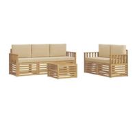 vidaXL Juegos de sofás Madera de Acacia Sólida, Sofá seccional Duradero, Moderno Mueble de Patio, área Exterior cómoda, Ideal para relajar y Disfrutar