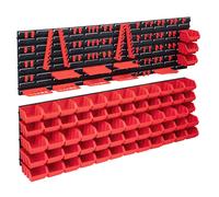 vidaXL Kit de cajas de almacenaje 141 pzas paneles de pared rojo/negro