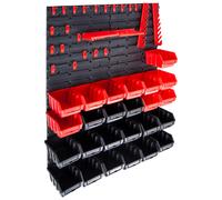 vidaXL Kit de cajas de almacenaje 29 pzas paneles de pared rojo/negro