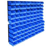 vidaXL Kit de Cajas de Almacenaje 96 Piezas con Paneles de Pared Sistema de Almacenaje de Herramientas Estantería de Bricolaje Azul