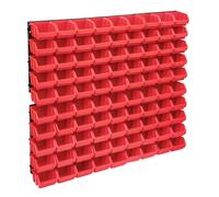 vidaXL Kit de cajas de almacenaje 96 pzas paneles de pared rojo negro
