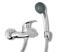 vidaXL Grifo de ducha mezclador de baño – mango solo, manguera y gancho
