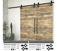 vidaXL Kit de herrajes de puertas correderas acero negro 2 uds 183 cm