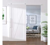 vidaXL Kit para puerta corredera, 183 cm, acero, blanco