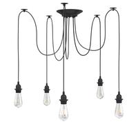 vidaXL Lámpara colgante con 5 portalámparas E27 metal negro