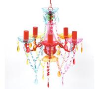 vidaXL Lámpara Colgante de Araña con Cristales Transparentes 5 Luces de Techo Color Transparente, Negro, Rosa y mas