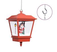 vidaXL Lámpara colgante navideña con luces LED y figura de Papá Noel, color rojo, 27x27x45 cm