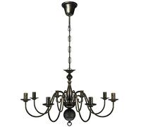 vidaXL Lámpara de araña clásica de techo metal negro envejecido 8 bombillas E14