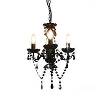 vidaXL Lámpara de Araña con Cuentas Iluminación Interiores Diseño Extravagante Atrevido Moderno Óptima Iluminación Negras Redonda 3 Bombillas E14