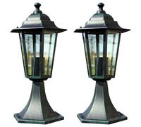 vidaXL Lámpara de jardín 2 uds aluminio verde oscuro/negro
