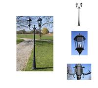 vidaXL Lámpara de jardín de aluminio, con dos luces, 230 cm, verde oscuro/ - Iluminación exterior
