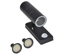 vidaXL Lámpara de LED de Pared Forma Cilindro Acero Inoxidable Negro con Sensor