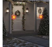 vidaXL Lámpara de Navidad con LED y estaca tierra plegable roja 57 cm