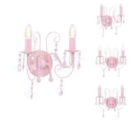vidaXL Lámpara de pared con detalles de perlas, color rosa, 2 x casquillo E14 - Lámparas