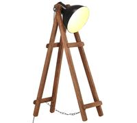 vidaXL Lámpara de pie de madera maciza de mango negro E27