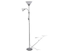 vidaXL Lámpara de pie de acero, pintura gris, 2 luces con interruptores