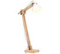 vidaXL Lámpara de pie madera maciza de mango blanca E27