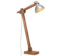 vidaXL Lámpara de pie madera maciza de mango plateada E27