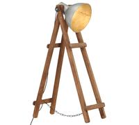 vidaXL Lámpara de pie madera maciza de mango plateada E27