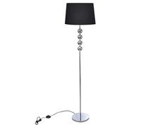 vidaXL Lámpara de pie con pantalla de tela negra, soporte de metal, 4 bolas de adorno