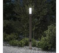 vidaXL Lámpara de poste con sensor y enchufe, 110 cm, acero inoxidable, IP44