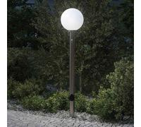 vidaXL Lámpara de poste con sensor y enchufe, 120 cm, acero inoxidable, IP44