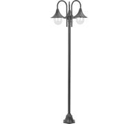 vidaXL Lámpara de poste para jardín, casquillo E27, 220 cm, aluminio, con 3 faroles, color bronce