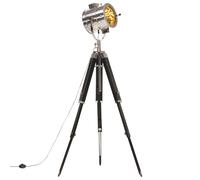 vidaXL Lámpara de suelo con trípode madera maciza de mango 165 cm
