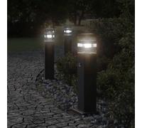 vidaXL Lámpara de suelo de exterior con sensor aluminio negro 50 cm