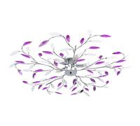 vidaXL Lámpara de techo brazos cristal forma hoja 5 bombillas morado