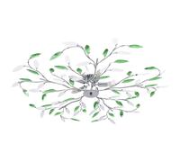 vidaXL Lámpara de techo brazos cristal forma hoja 5 bombillas verde