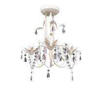 vidaXL Lámpara de techo colgante Araña de cristal elegante blanca