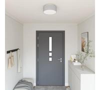 vidaXL Lámpara de techo con focos Moderna redonda gris 30 x 30 x 13,5 cm tela ajustable