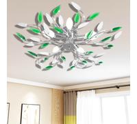 vidaXL Lámpara de techo cristal forma de hoja 5 E14 verde y blanca