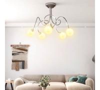 vidaXL Lámpara de techo pantallas cristal redonda 5 bombillas LED G9
