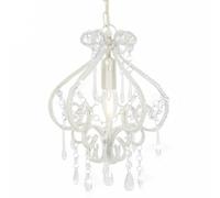 vidaXL Lámpara de Techo Redonda con Cuentas E14 Hogar Casa Decoración Iluminación Luz Mobiliario Habitación Diseño Estilo Blanco, 281593